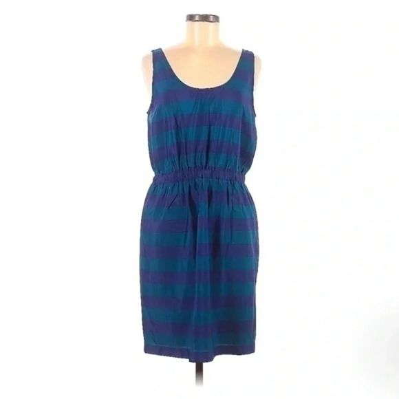 Ann Taylor | LOFT | Blue & Purple Striped Sleeveless Dress Size Medium M - Picture 1 of 2